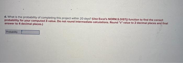 The following represents a project that should be