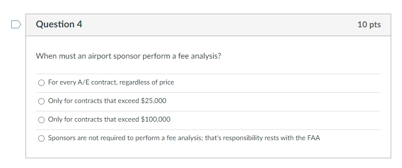 When must an airport sponsor perform a fee