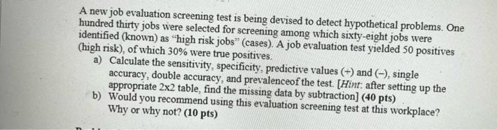 A new job evaluation screening test is being