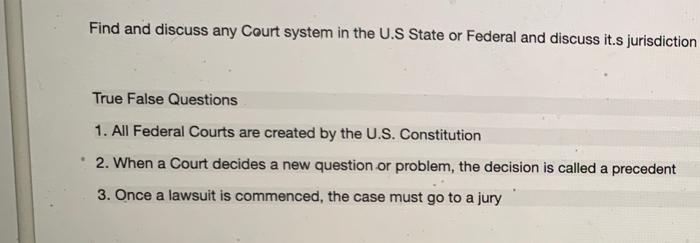 answer discussion and true and false Find and