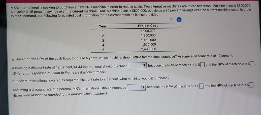 the drop down options are machine 1 or machine 2