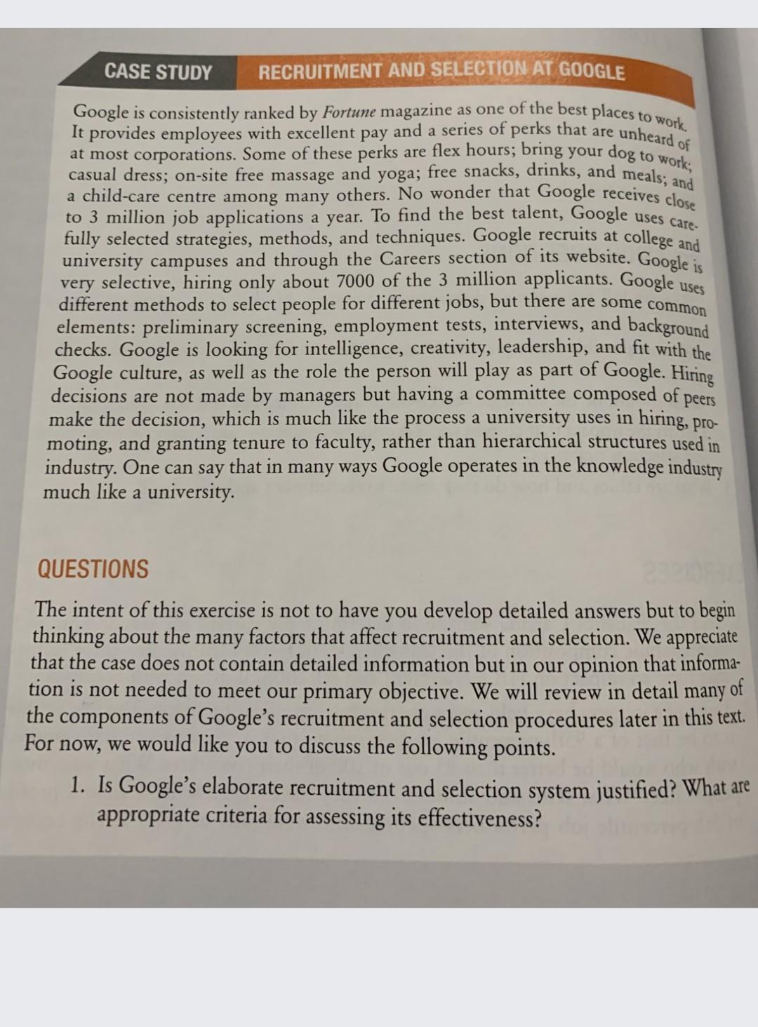 CASE STUDY RECRUITMENT AND SELECTION AT GOOGLE