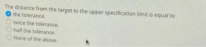 The distance from the target to the upper