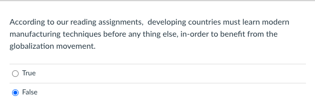 According to our reading assignments, developing
