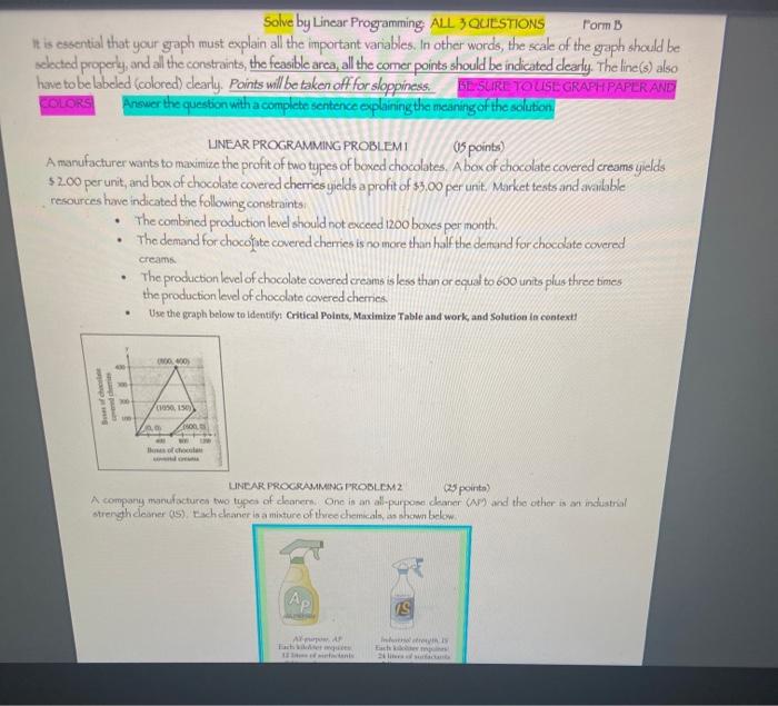 Form B Solve by Linear Programming ALL 3