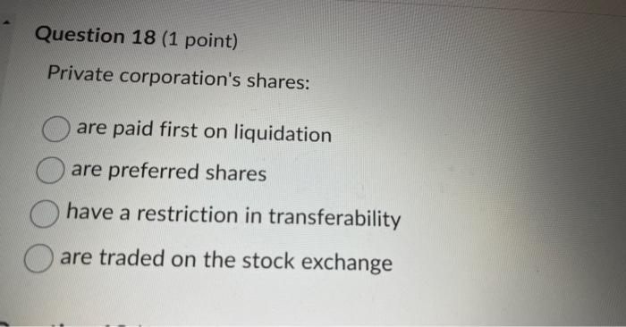 Private corporation's shares: are paid first on