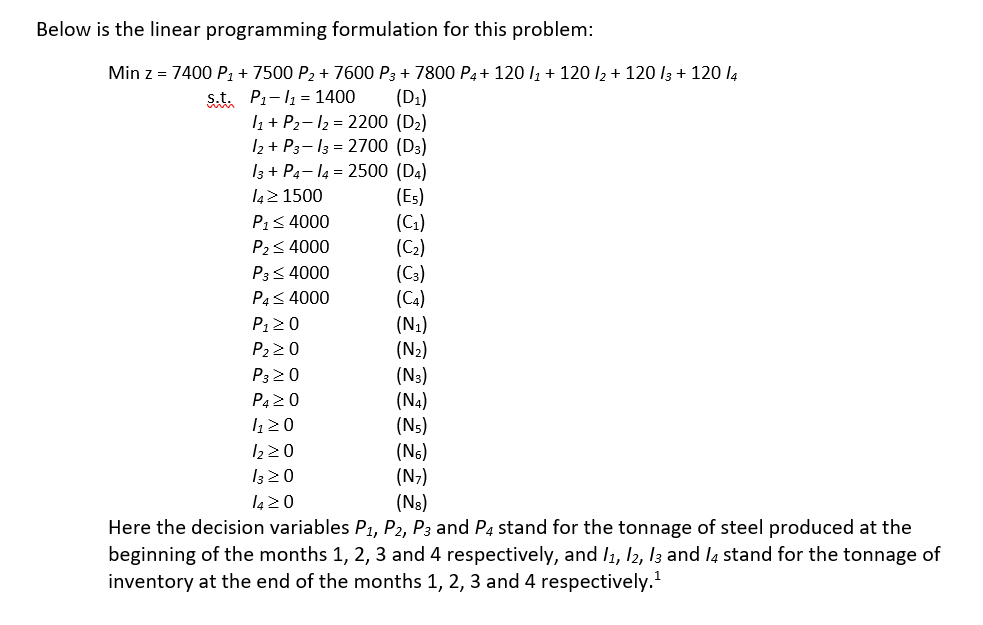 Q1: Production Planning (4 points) (LP