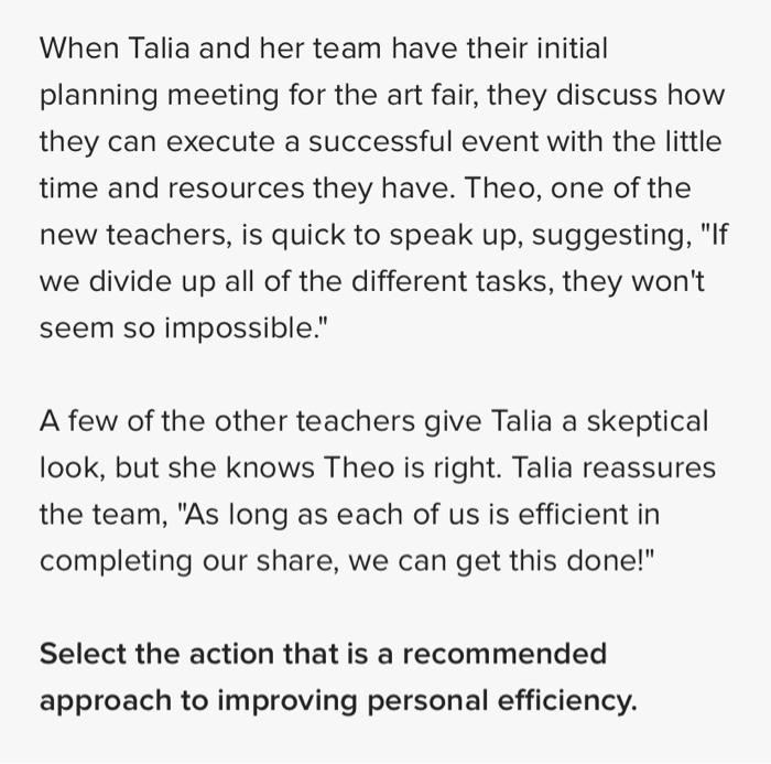 Talia is impressed with the task chart that Theo