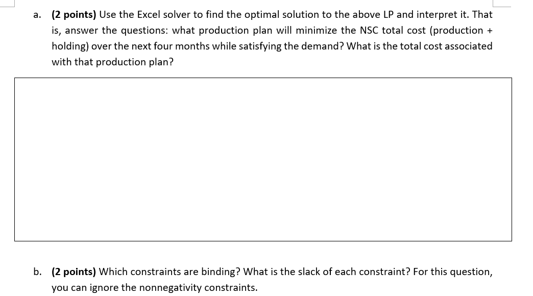 Q1: Production Planning (4 points) (LP