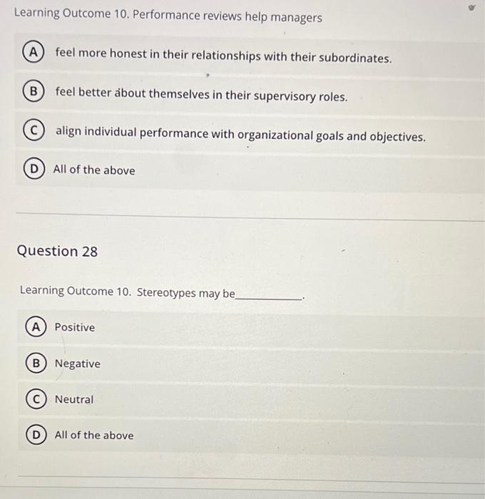 Learning Outcome 10. Performance reviews help