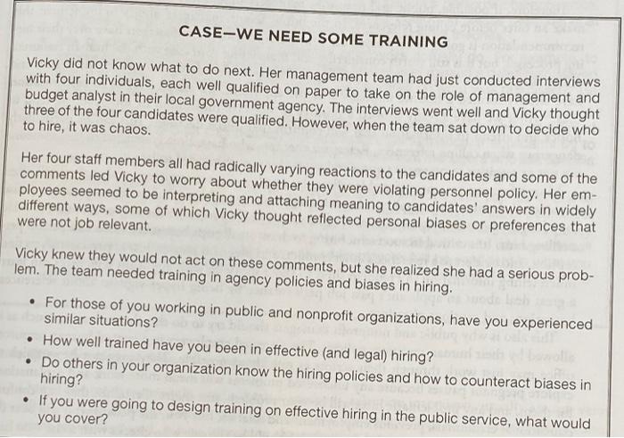help please CASE-WE NEED SOME TRAINING Vicky did