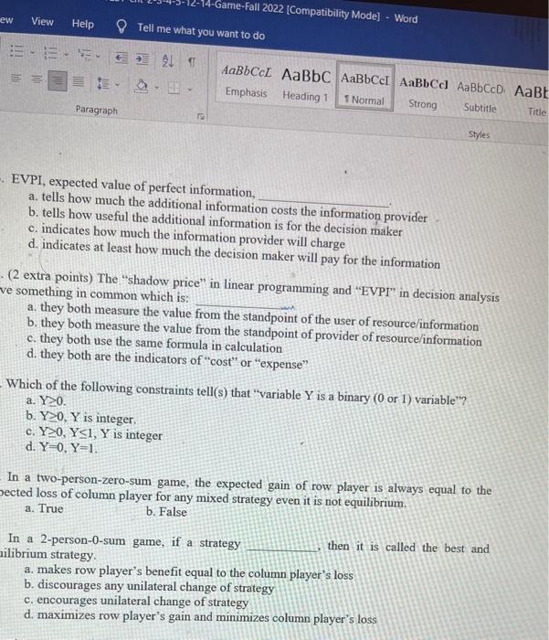 EVPI, expected value of perfect information, a.