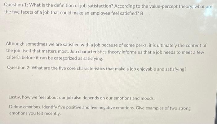 Question 1: What is the definition of job