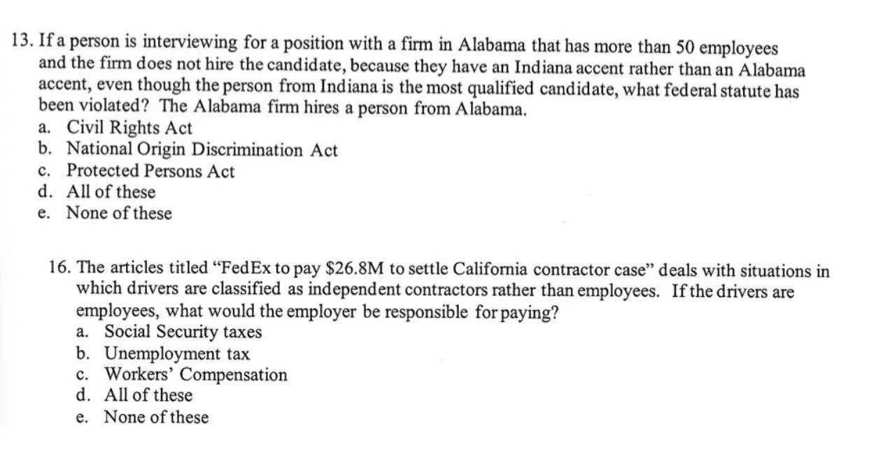 13. If a person is interviewing for a position