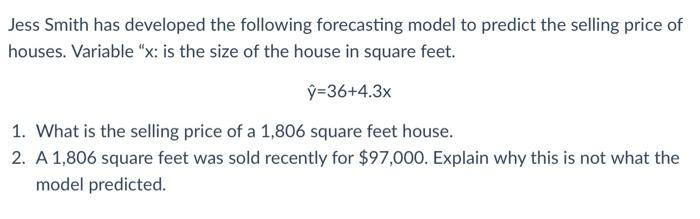 Jess Smith has developed the following