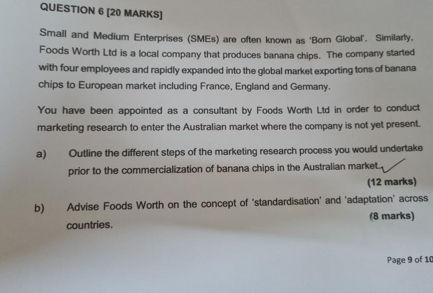 QUESTION 6 [20 MARKS] Small and Medium