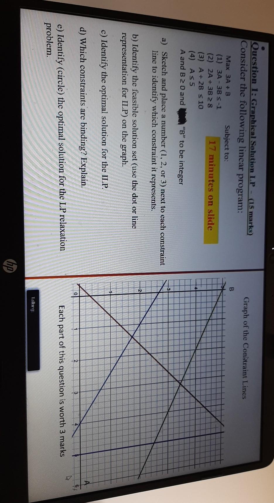 Graph of the Conbtraint Lines B Question 1: