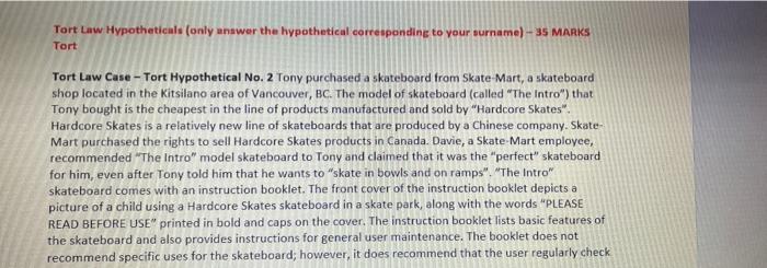 Explain the elements of each potential case