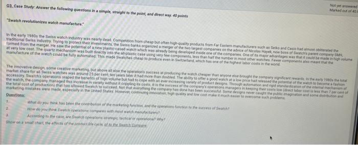 management Q33. Case Study: Answer the following