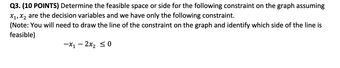 Q3. (10 POINTS) Determine the feasible space or
