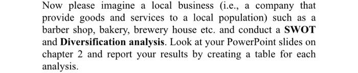 SWOT analysis chart for a Bakery or Barbershop