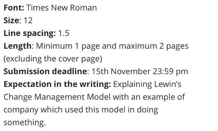 please write 1 page atleast Font: Times New Roman