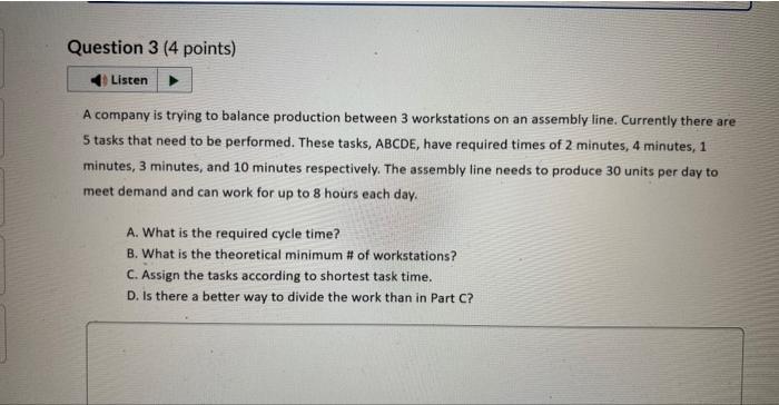 A company is trying to balance production between