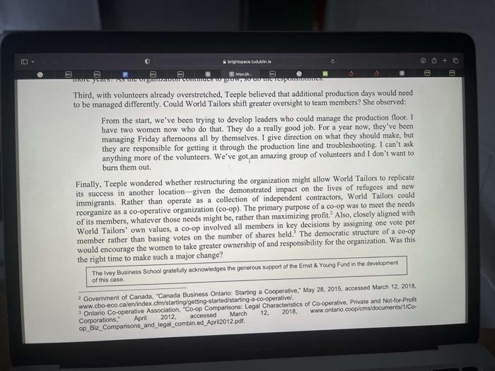 6, a) As Teeple, what changes would you make to