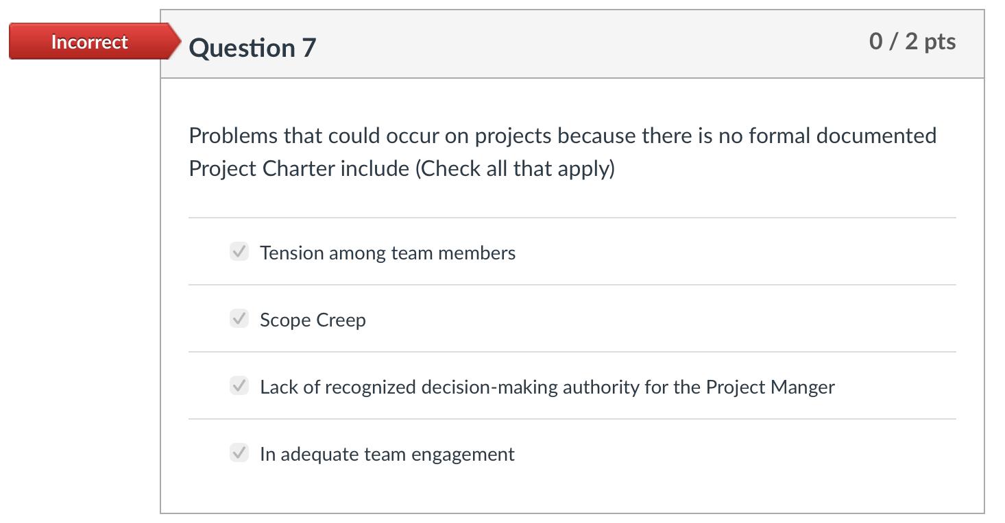 Problems that could occur on projects because