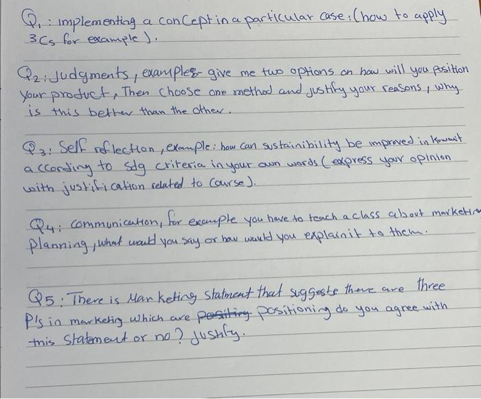 Q1: implementing a concept in a particular case: