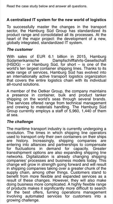 Read the case study below and answer all