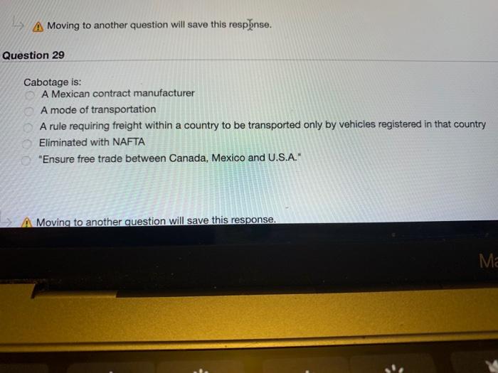 V A Moving to another question will save this