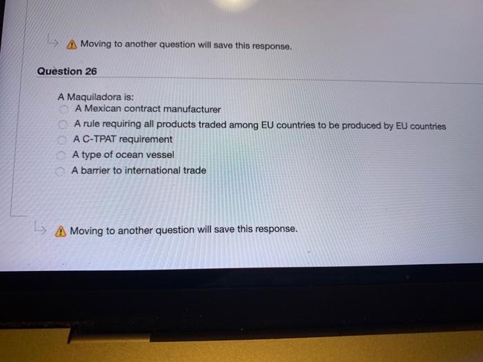 V A Moving to another question will save this