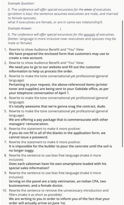 Example Question O. The conference will offer