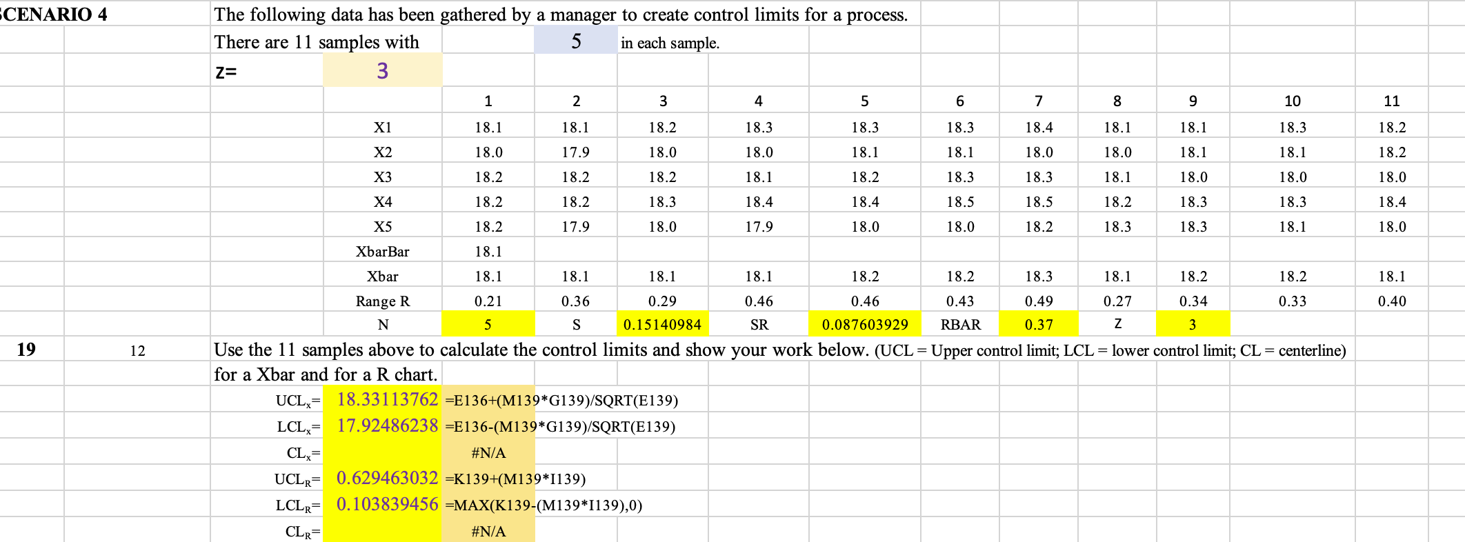 CENARIO 4 The following data has been gathered by