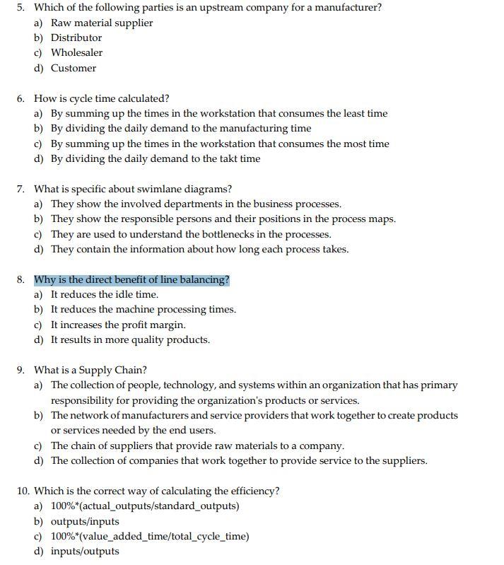 5. Which of the following parties is an upstream