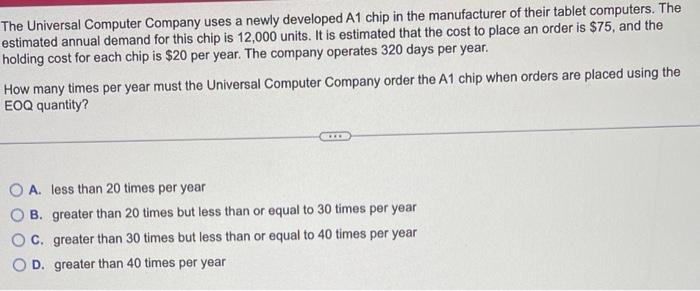 The Universal Computer Company uses a newly