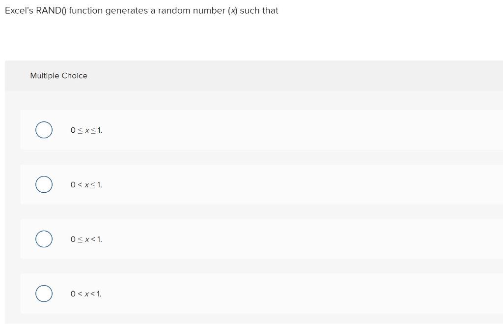 Excel's RAND() function generates a random number