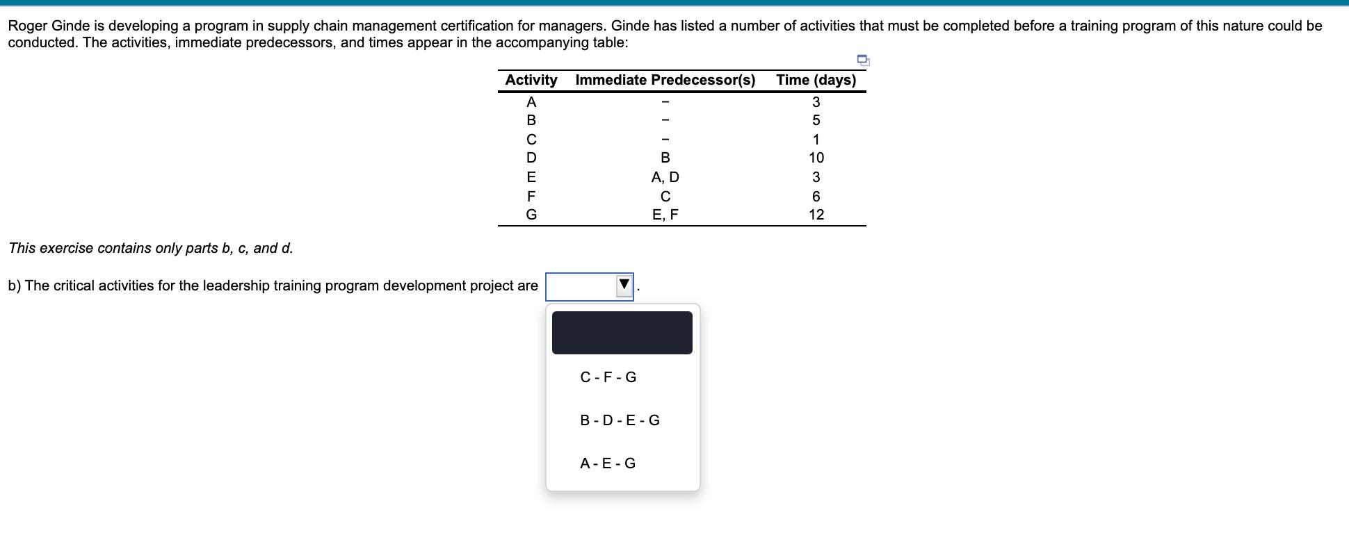 Roger Ginde is developing a program in supply