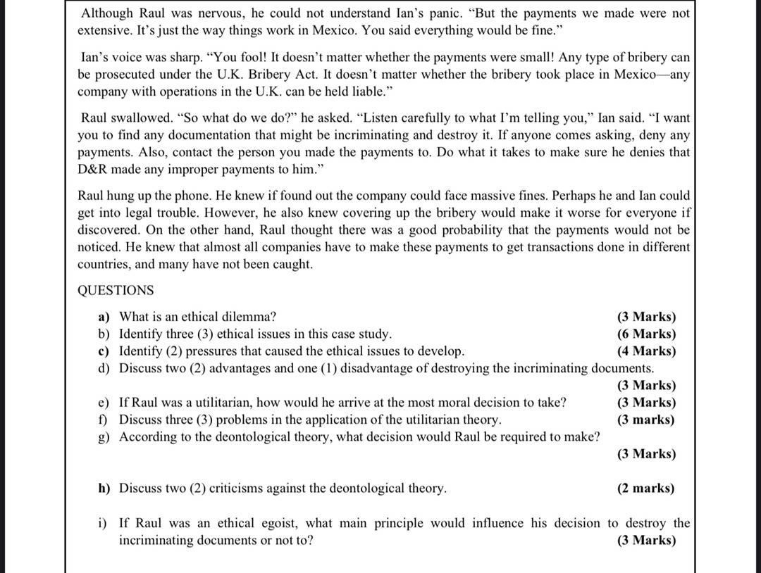 Section A: Case Study-An Ethical Dilemma Dun and