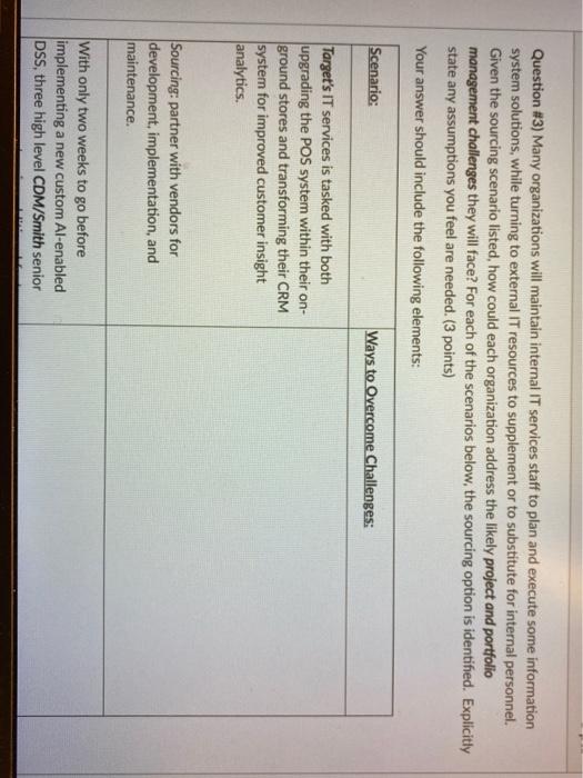 Question #3) Many organizations will maintain