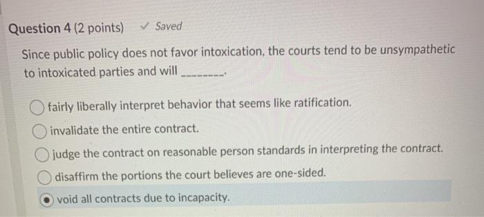 void all contracts due to incapacity. Question 5