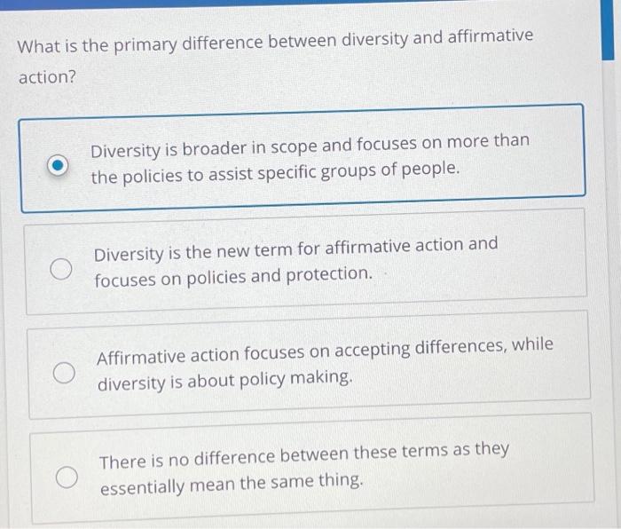 What is the primary difference between diversity