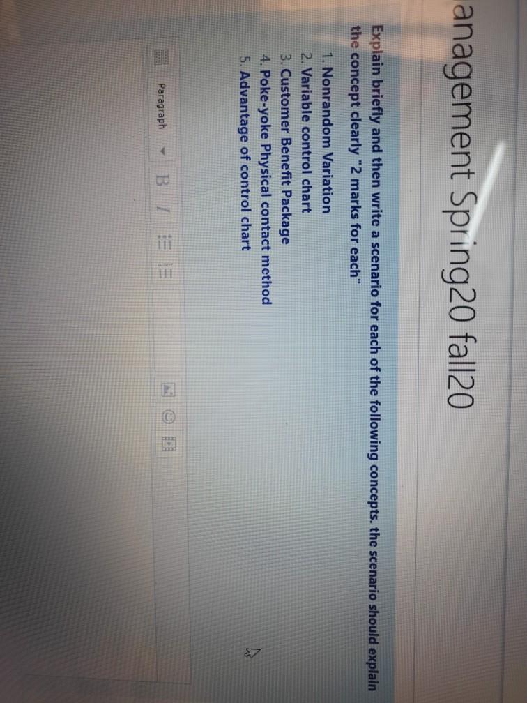 anagement Spring 20 fall20 Explain briefly and