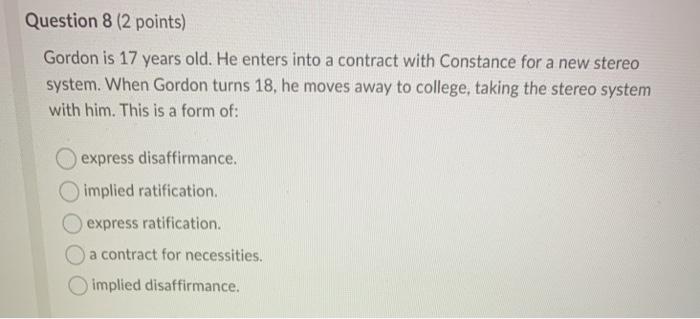 void all contracts due to incapacity. Question 5