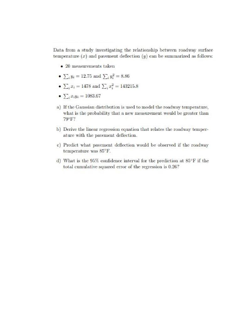 Data from a study investigating the relationship