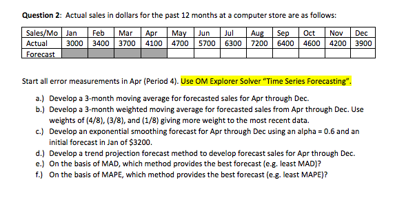 Please show work Question 2: Actual sales in