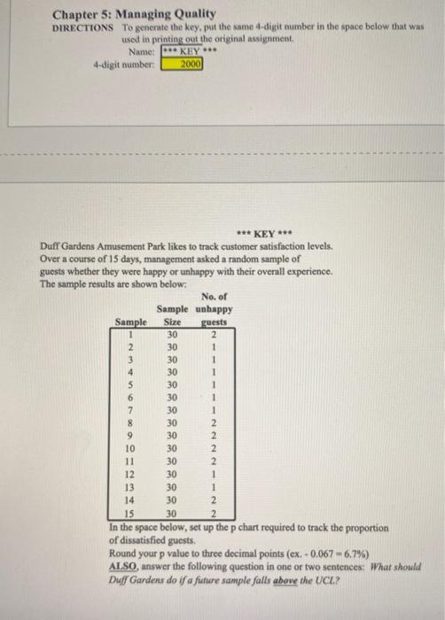 managing quality excel assignment Chapter 5: