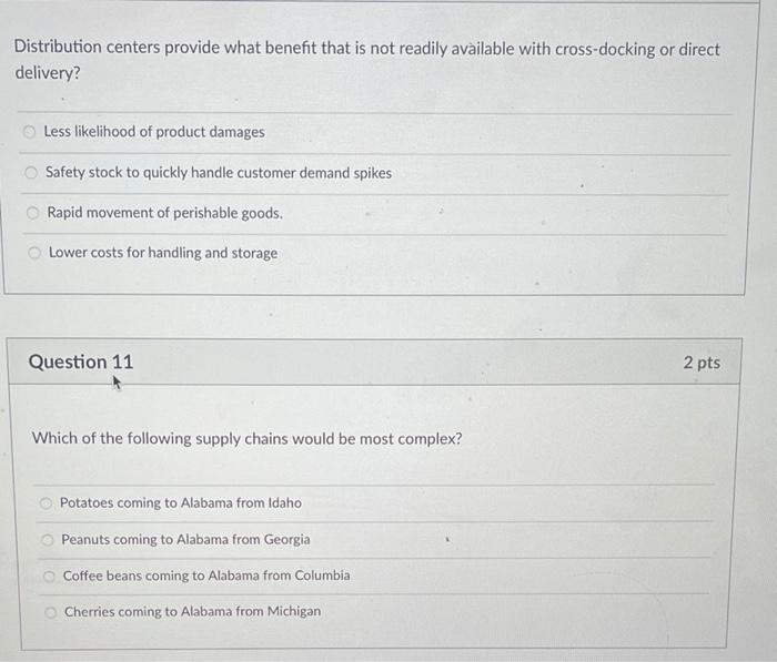 D Question 8 2 pts Why is supply chain management