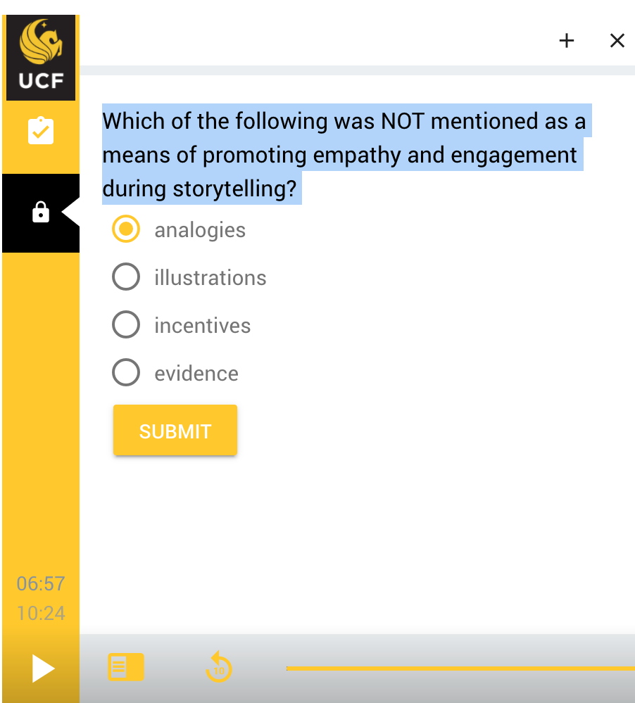 + X UCF Which of the following was NOT mentioned